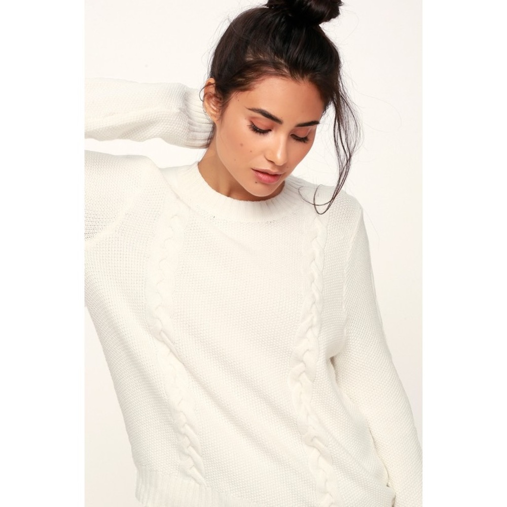 Keep It Toasty White Cable Knit Sweater - Picture 5 of 5